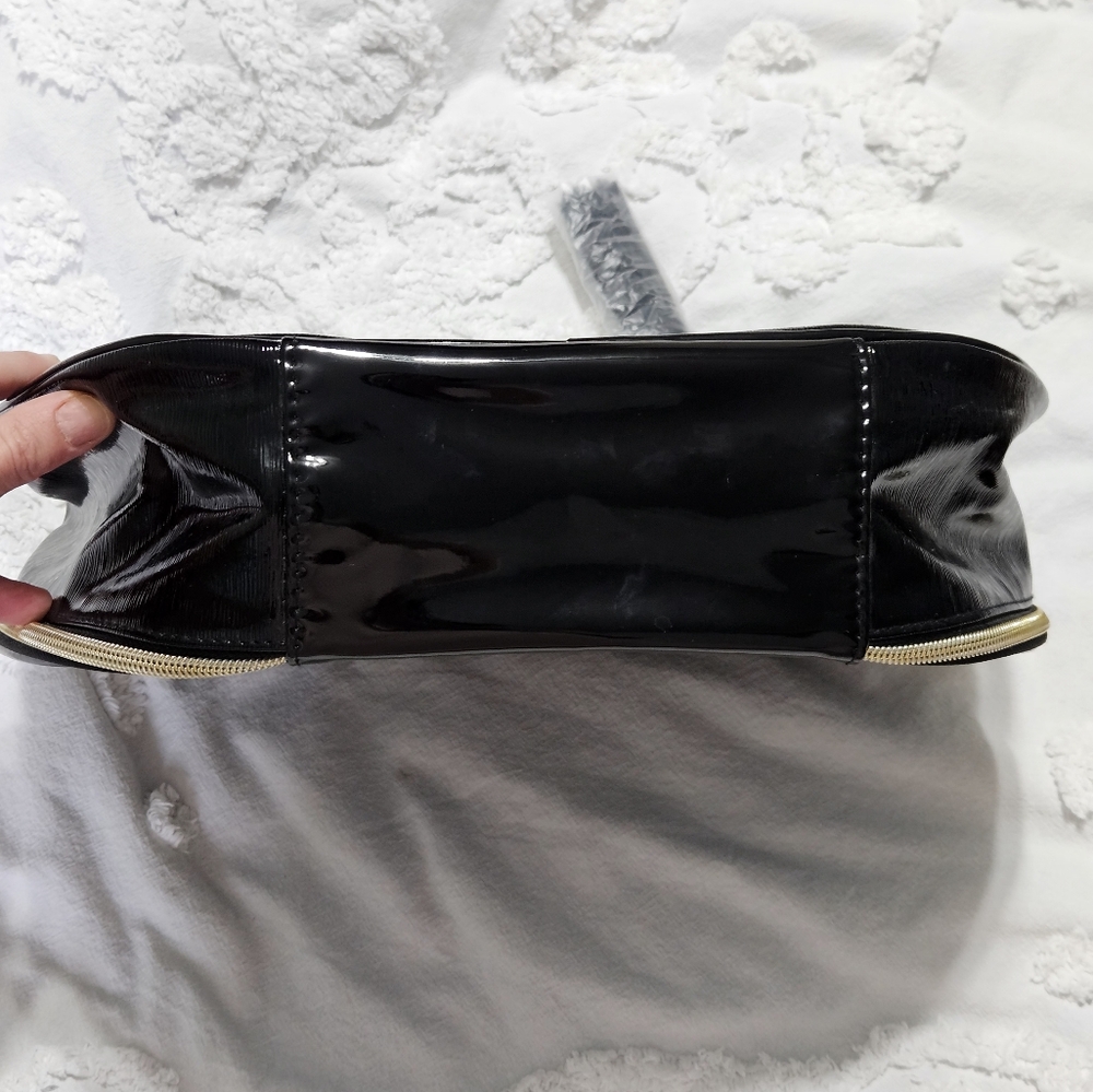 Lancome Paris Large Black Cosmetic Makeup Travel Bag With Gold + Pink Details - Picture 9 of 10